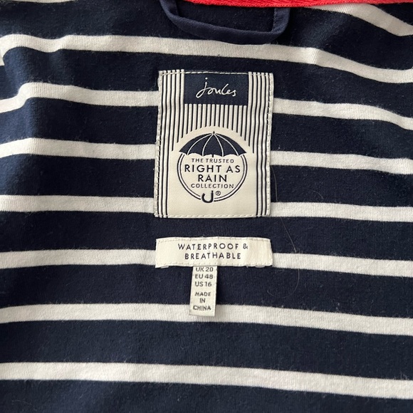 Joules Sz 16 Navy Lined Canvas Raincoat - Picture 8 of 8